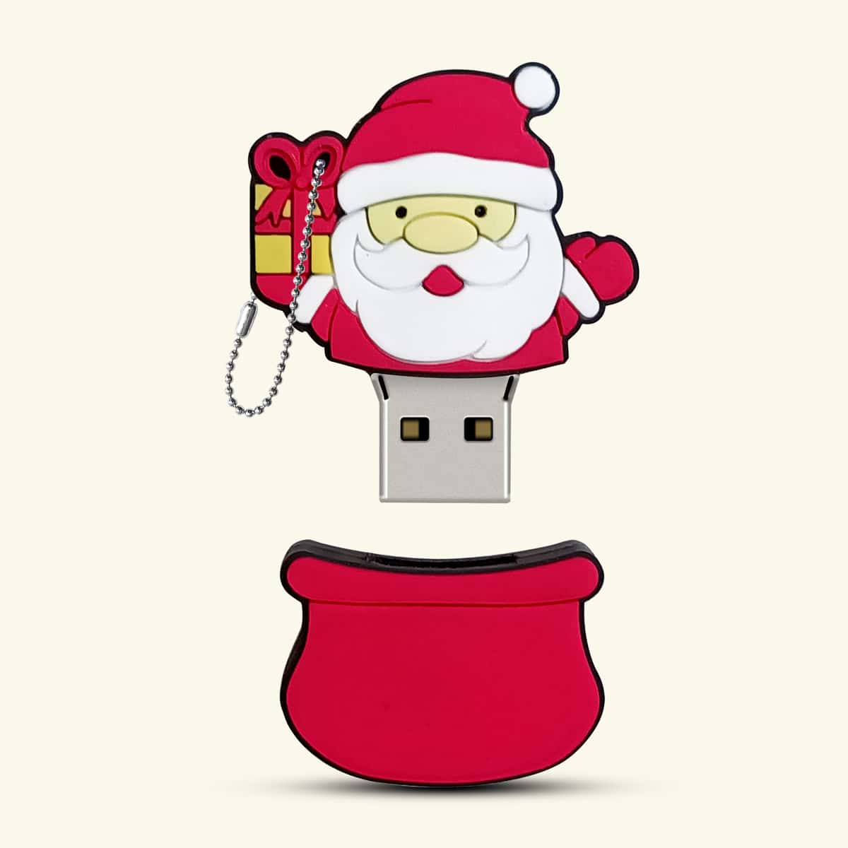 

Christmas Santa Claus Pattern USB Flash Drive, Red and white