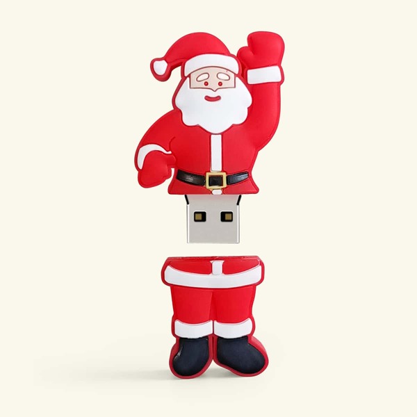 

Christmas Santa Claus Pattern USB Flash Drive, Red and white