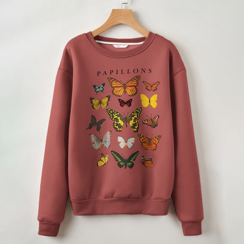 

Letter Butterfly Graphic Sweatshirt, Redwood