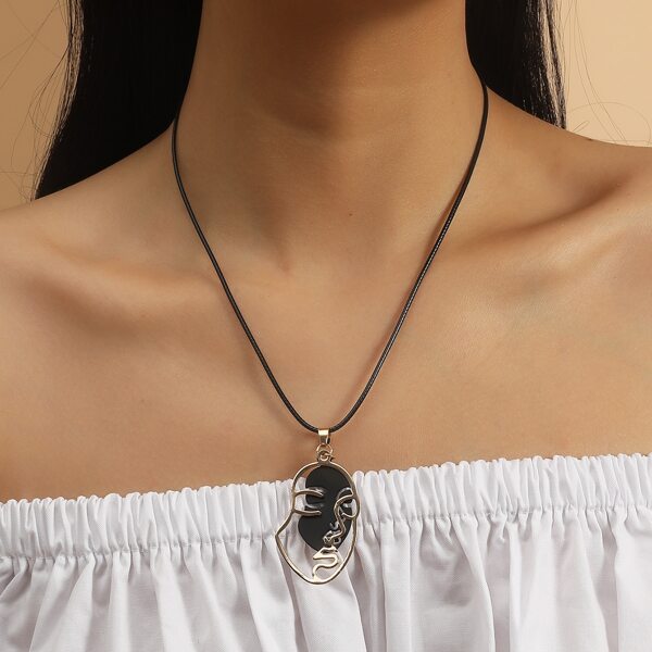

Face Charm Necklace, Black