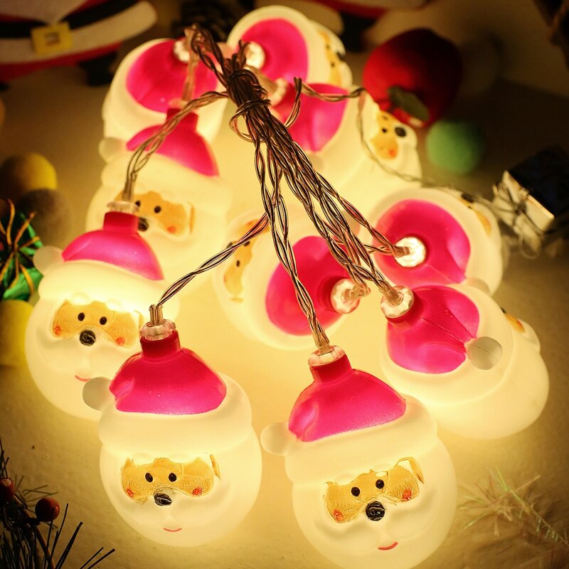 

1pc String Light With 10pcs Santa Claus Shaped Bulb, Yellow