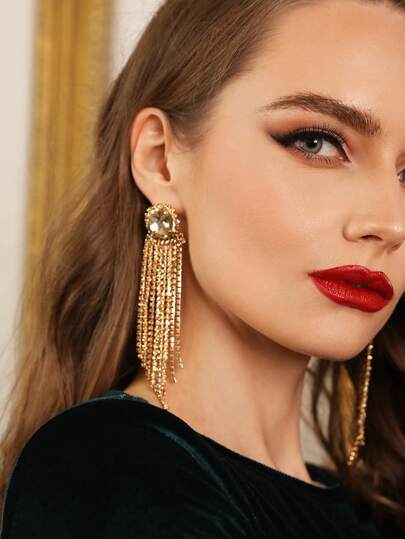 SHEIN SXY 水鑽流蘇裝飾耳墜