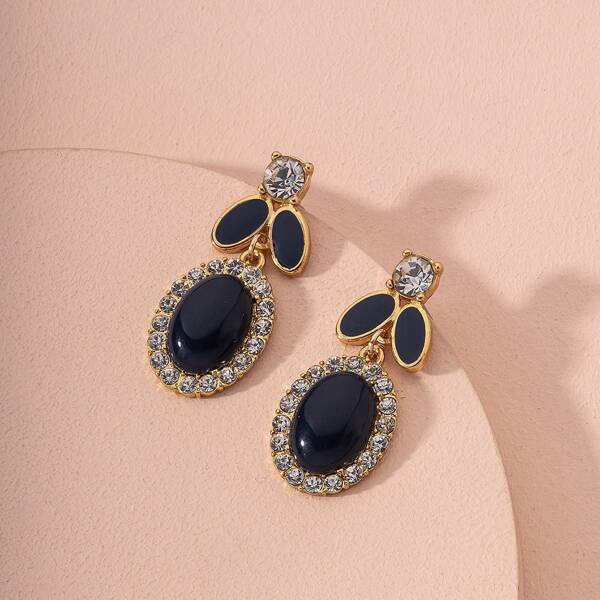 

Rhinestone Decor Drop Earrings, Blue
