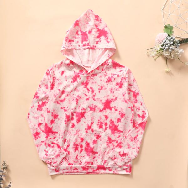 

Tie Dye Kangaroo Pocket Hoodie, Pink