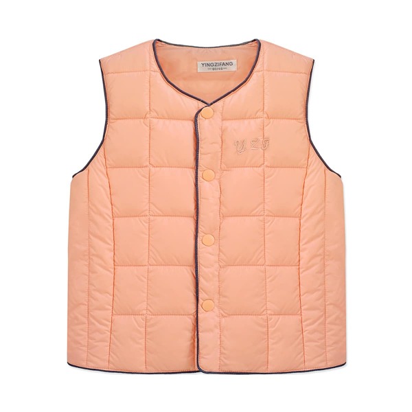 

Toddler Girls Letter Graphic Contrast Binding Padded Gilet, Coral pink