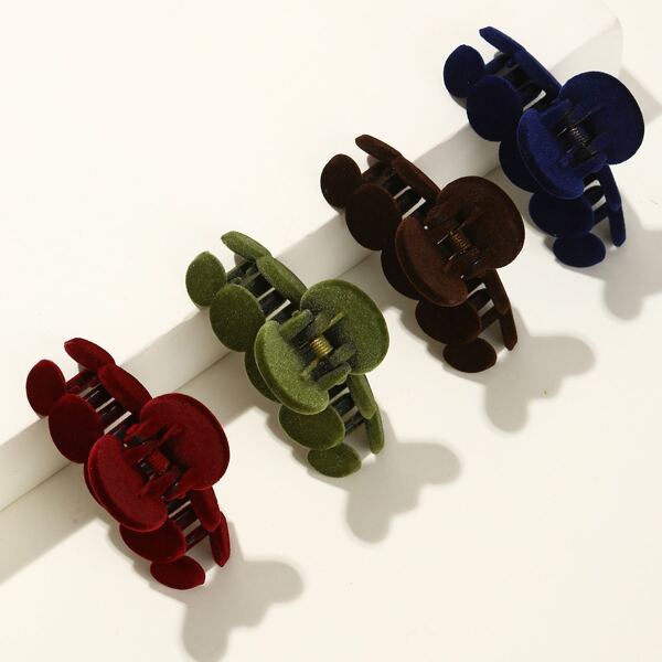 

4pcs Solid Hair Claw, Multicolor