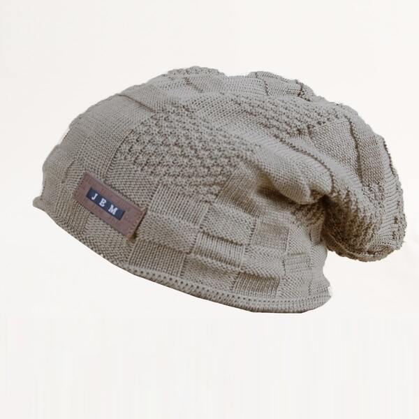 

Men Letter Patch Beanie, Khaki