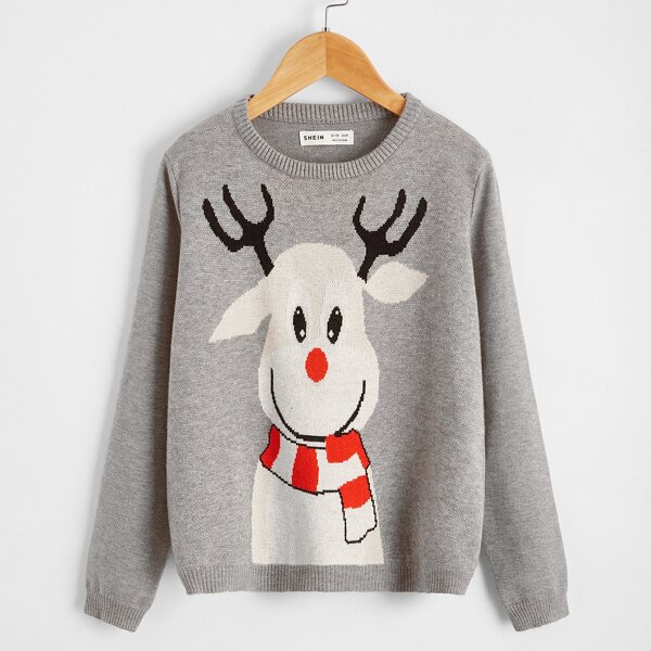 

Boys Cartoon Graphic Sweater, Grey