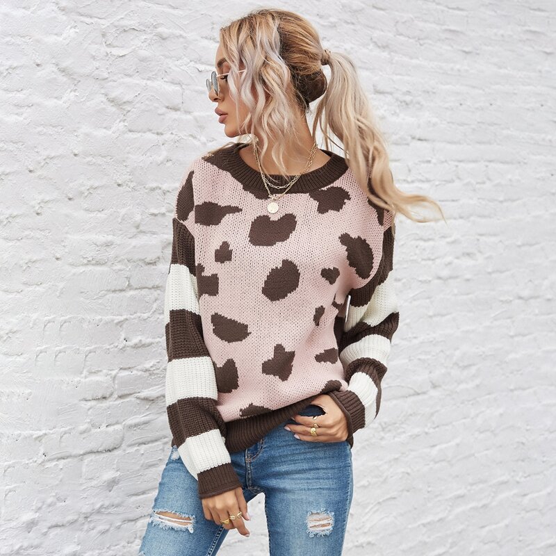 

Graphic Pattern Drop Shoulder Sweater, Multicolor
