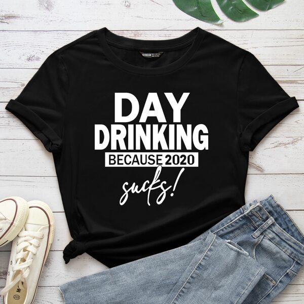 

Letter Graphic Round Neck Tee, Black