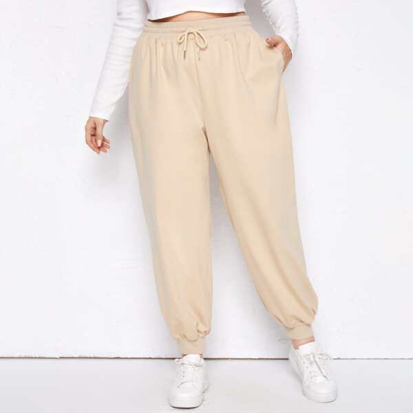 

Plus Drawstring Waist Sweatpants, Khaki
