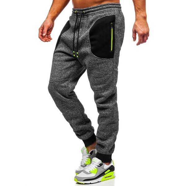 

Men Contrast Pocket Drawstring Waist Joggers, Dark grey