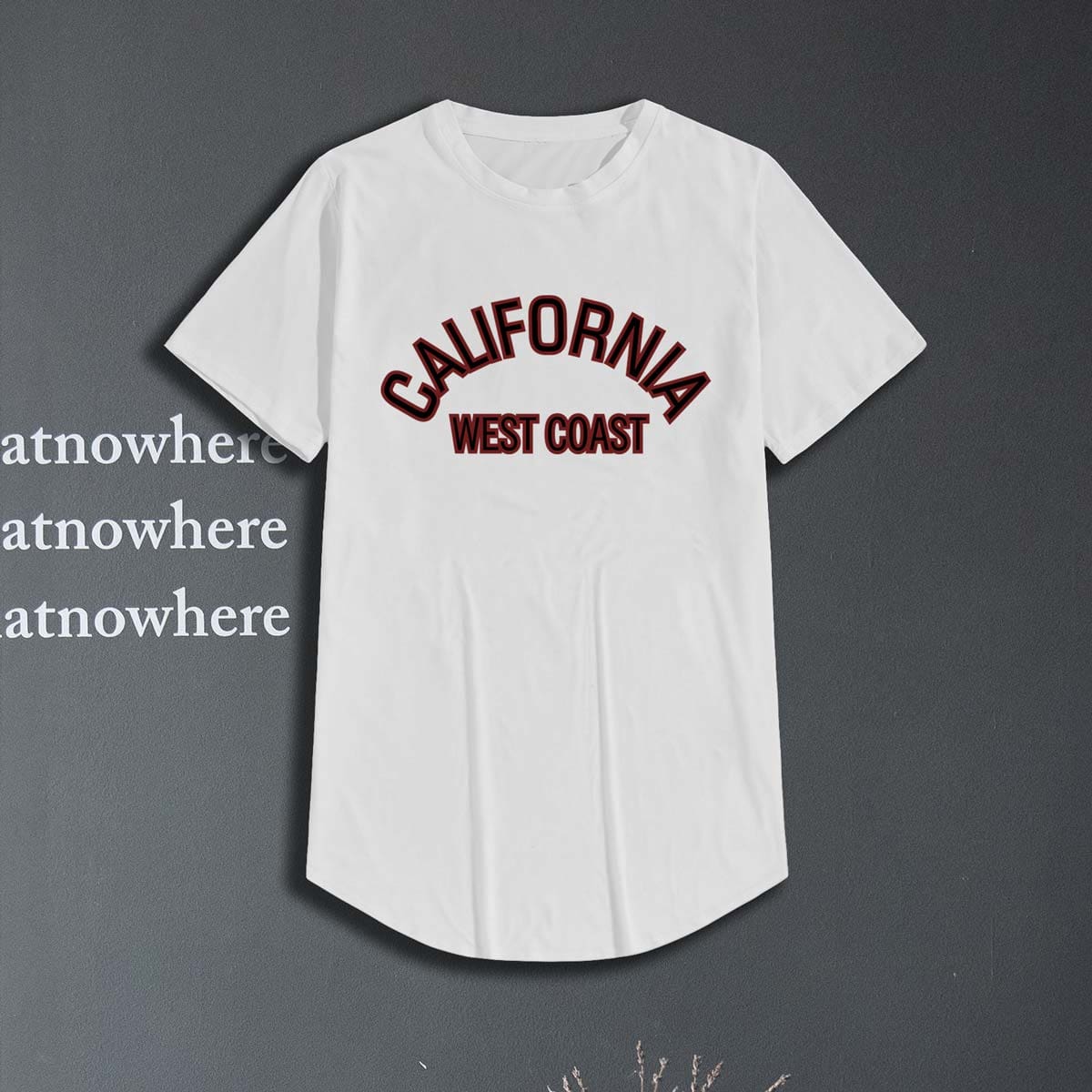 

Men Letter Graphic Curved Hem Tee, White