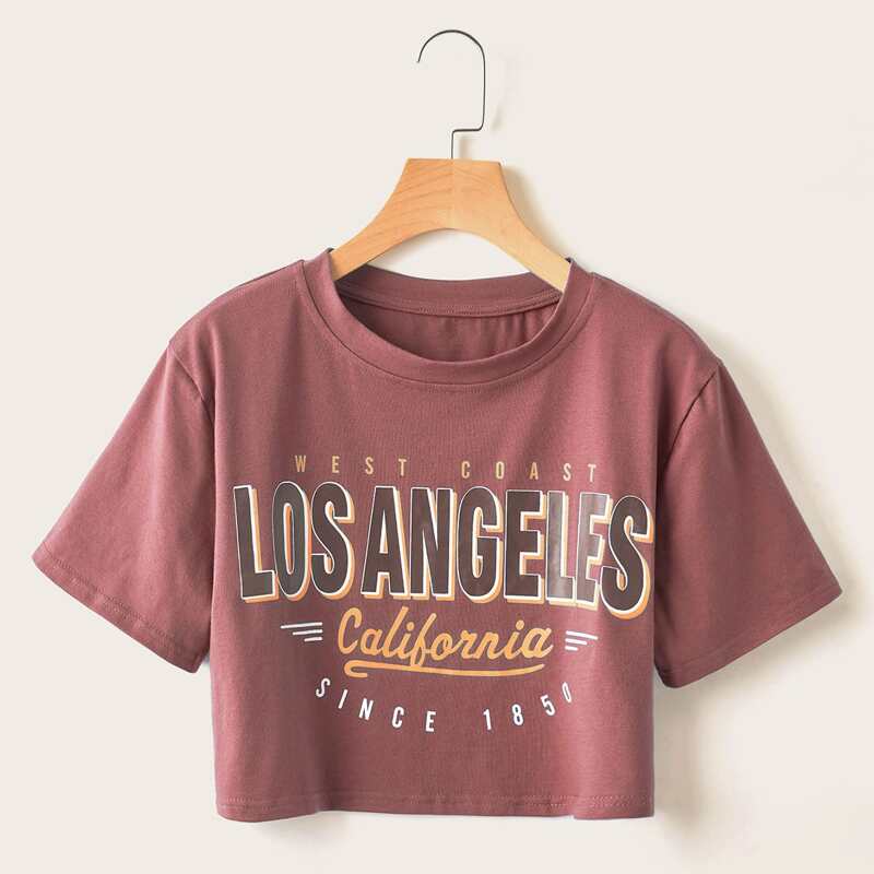 

Letter Graphic Crop Boxy Tee, Redwood