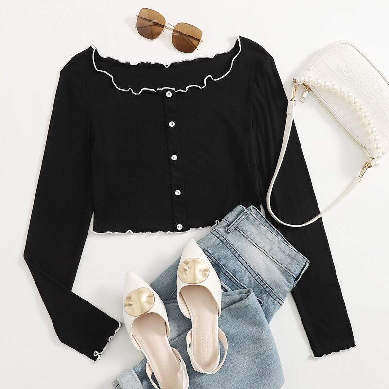 

Lettuce Edge Crop Tee, Black