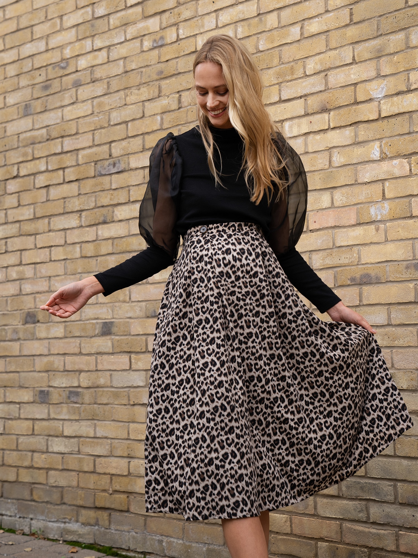 Maternity Buttoned Waist Leopard Skirt thumbnail