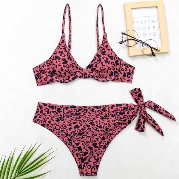 

Allover Graphic Underwire Bikini Swimsuit, Multicolor