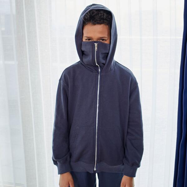 

Boys Zip Up Kangaroo Pocket Hoodie, Navy blue