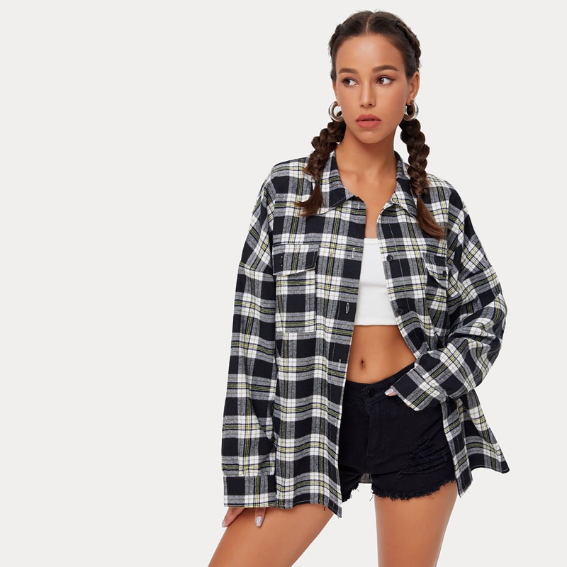 

Flap-Pocket Plaid Shirt, Multicolor