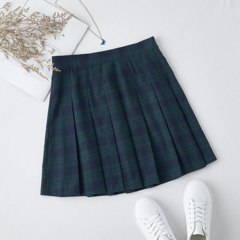 

Plaid Pleated Skirt, Multicolor