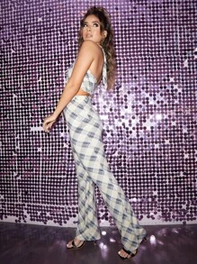 SHEIN X Kimberly Loaiza Quần Túi Sọc ca rô Sẵn sàng - Nhiều màu - Xem 5
