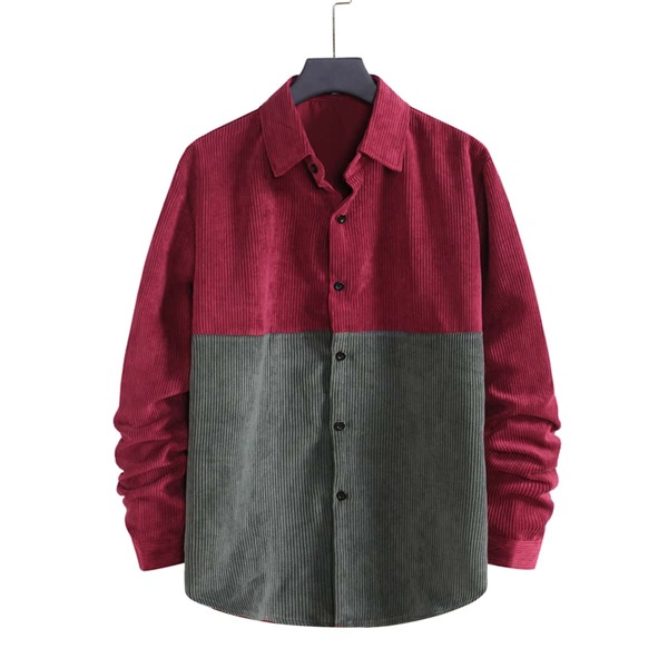 

Men Color Block Button Front Corduroy Shirt, Multicolor