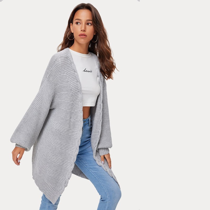 

Open Front Longline Sweater, Grey