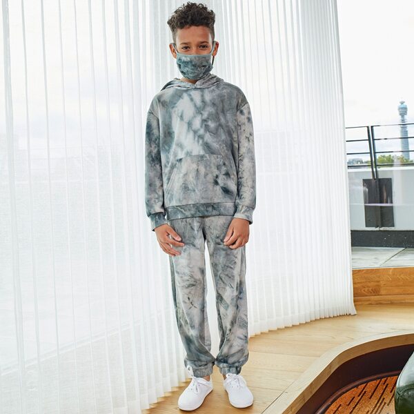 

Boys Drop Shoulder Tie Dye Hoodie & Sweatpants Set, Multicolor