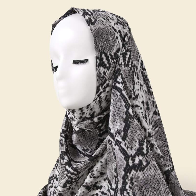 

Snakeskin Print Scarf, Black