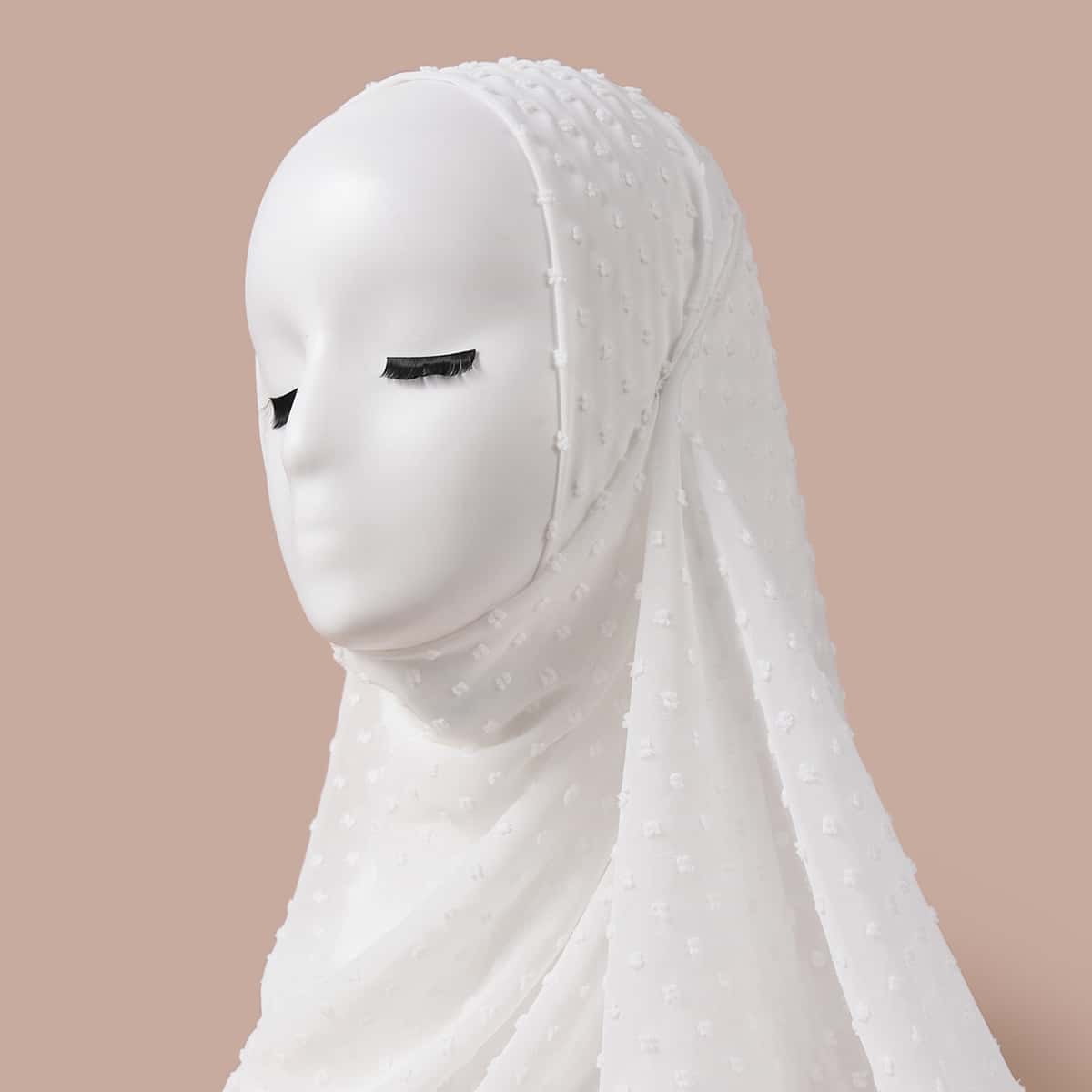 

Fuzzy Dot Scarf, White