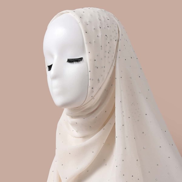 

Rhinestone Decor Scarf, Beige