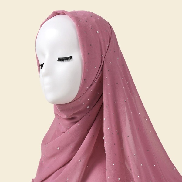

Rhinestone Decor Scarf, Pink