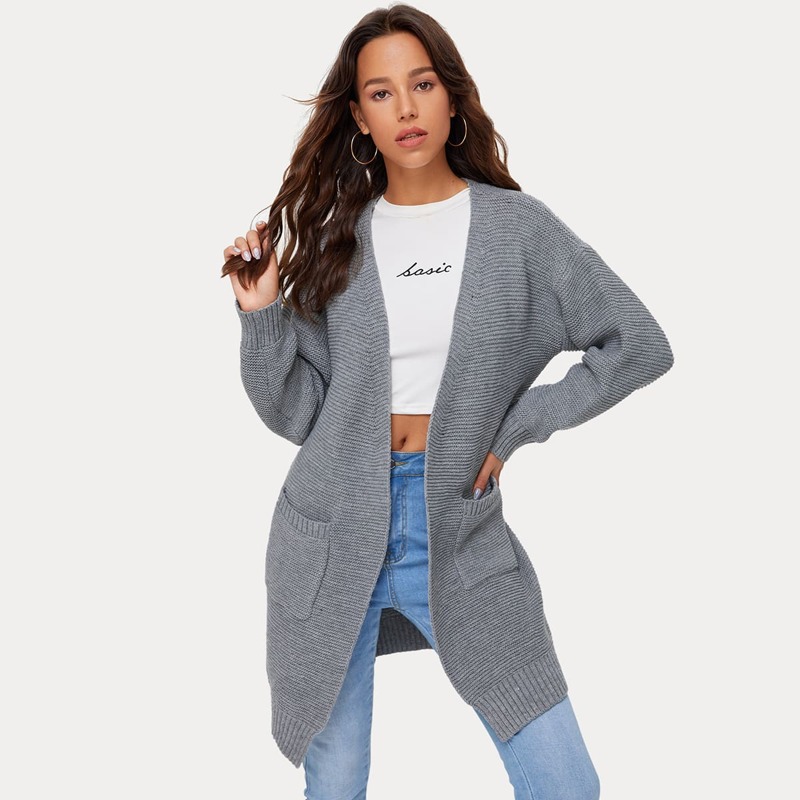 

Open Front Longline Sweater, Grey