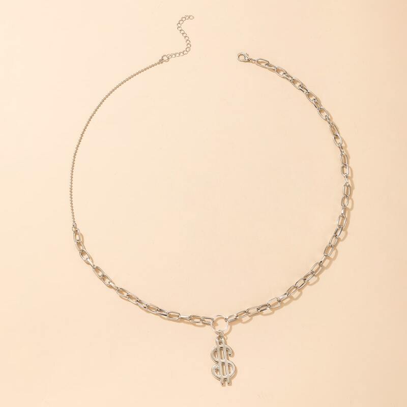 

Dollar Design Pendant Necklace, Silver
