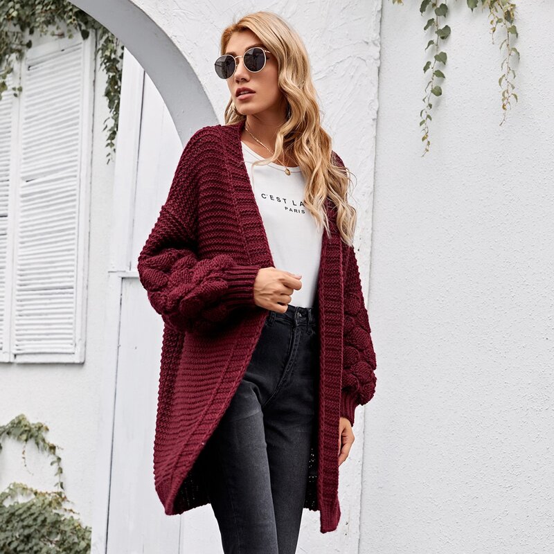 

Open Front Drop Shoulder Cardigan, Maroon