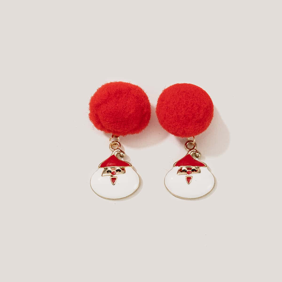

Christmas Santa Claus Pom-pom Earrings, Red