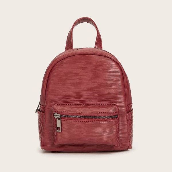 

Minimalist Curved Top Backpack, Burgundy