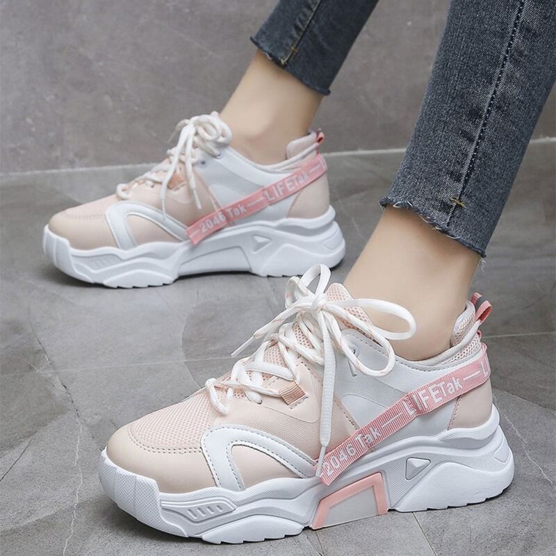 

Letter Tape Lace-up Chunky Sneakers, Multicolor
