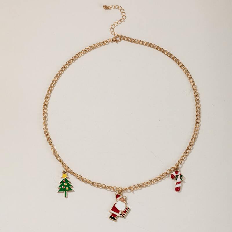 

Christmas Santa Claus Charm Necklace, Gold