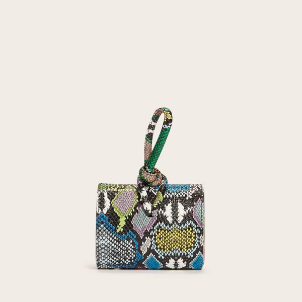 

Mini Snakeskin Graphic Satchel Bag, Multicolor