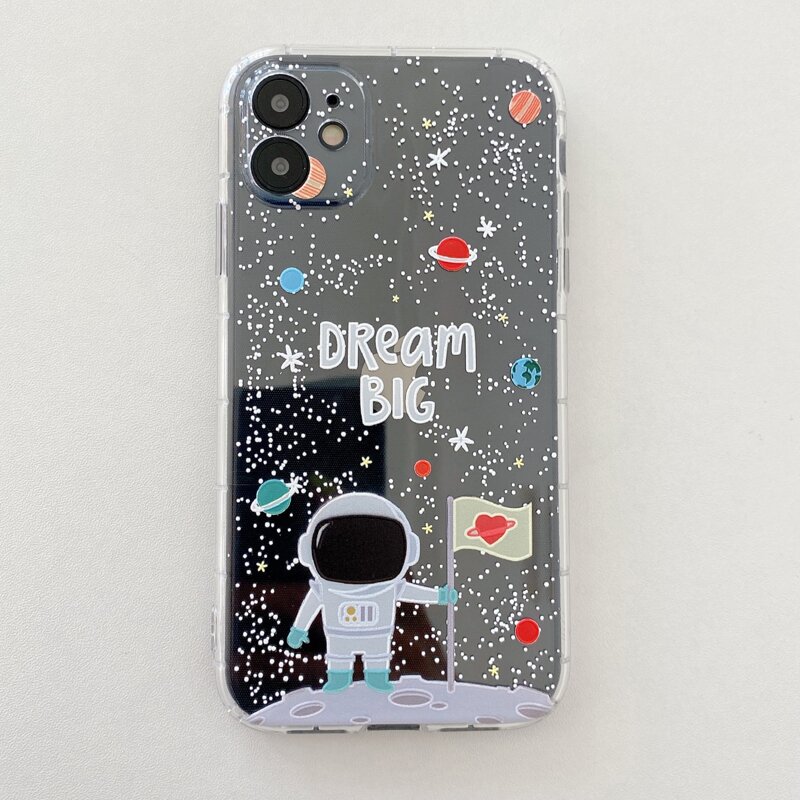 

Astronaut & Galaxy Clear iPhone Case, Multicolor