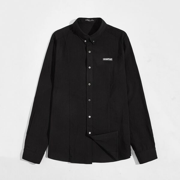 

Men Patched Detail Shirt, Black