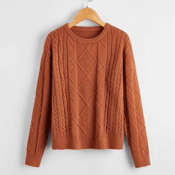 

Boys Solid Drop Shoulder Sweater, Brown