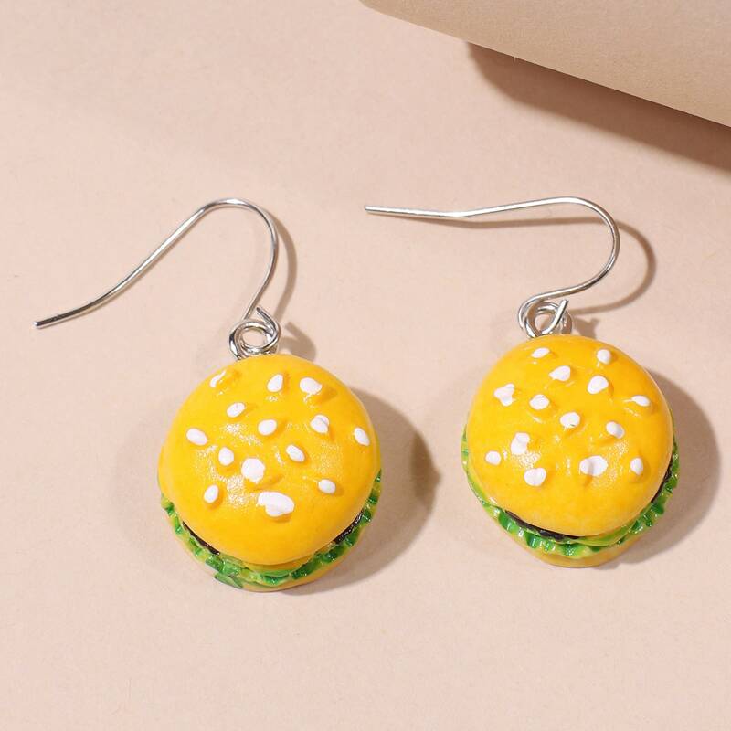 

Hamburger Design Dangle Earrings, Yellow