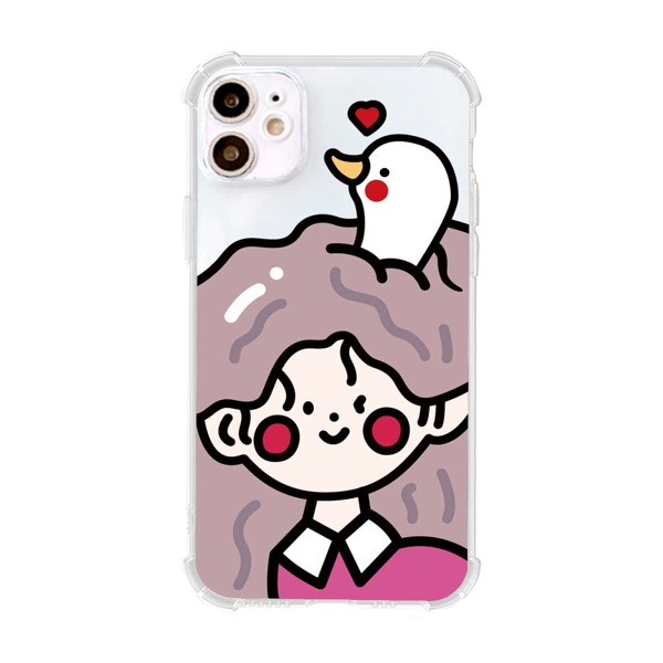 

Cartoon Graphic Clear iPhone Case, Multicolor