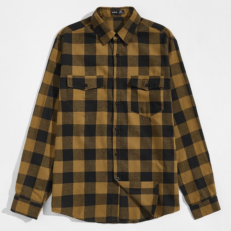 

Men Gingham Button Front Shirt, Multicolor