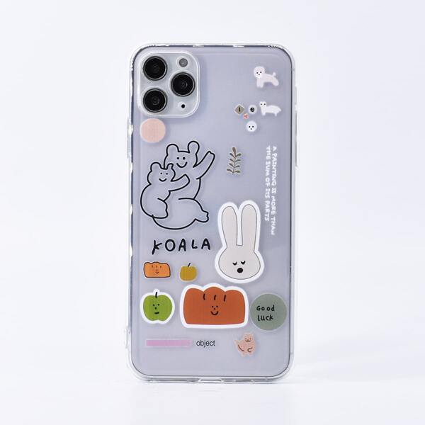 

Cartoon Graphic Clear iPhone Case, Multicolor