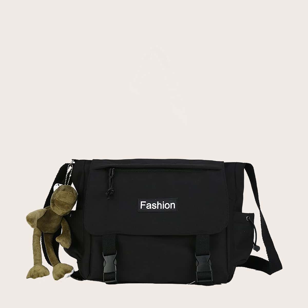 

Guys Letter Graphic Flap Crossbody Bag, Black
