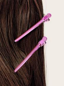 理髮師手推波紋夾，髮廊工作室造型染色分區夾定位化妝鱷魚夾粉紅色12入組 - 粉色 - 查看 3