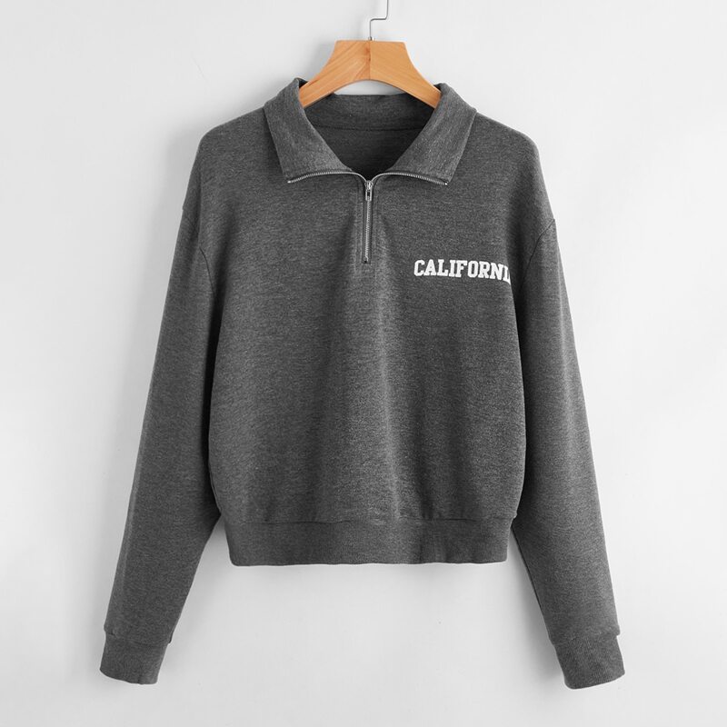 

Letter Graphic Half-Zip Sweatshirt, Dark grey